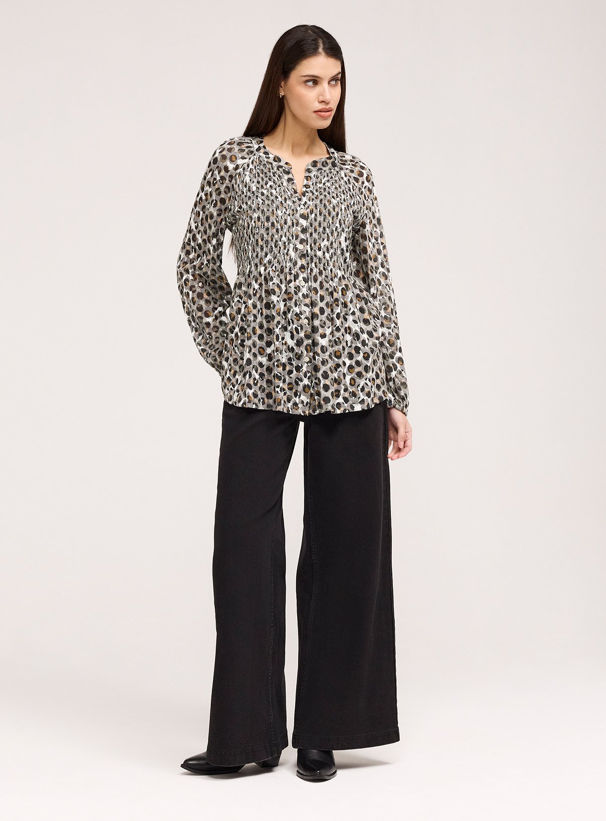 FINERY Martha Blouse Khaki Animal Print 20 - Image 4 thumbnail