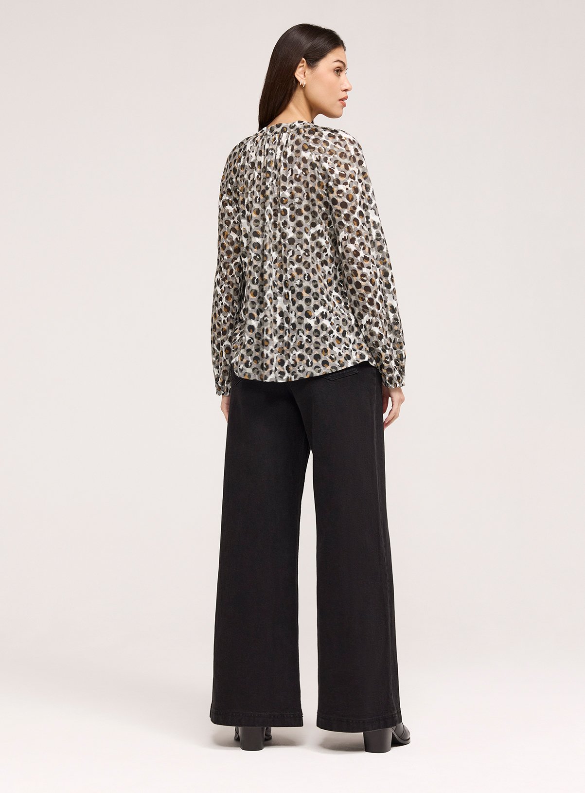 FINERY Martha Blouse Khaki Animal Print 20 - Image 5 thumbnail