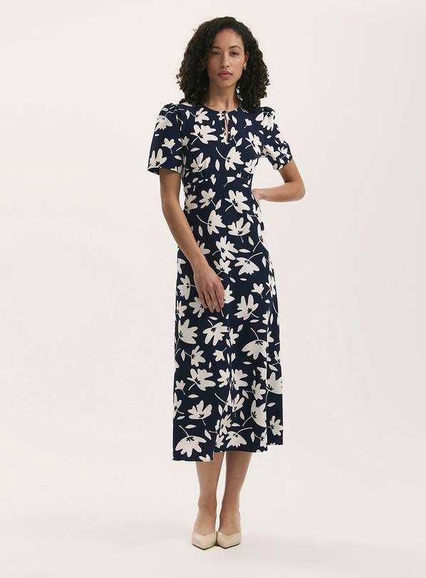 FINERY Marie Dress Navy Leaves 12
