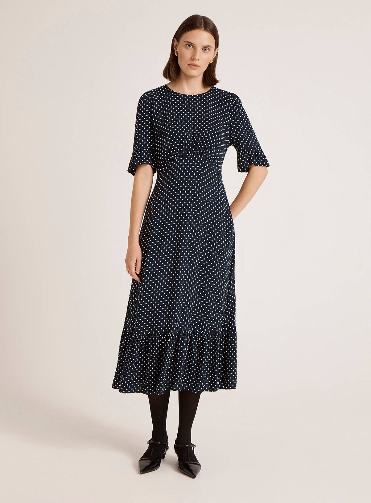 FINERY Sylvie Dress Navy Spot 22 - Image 1