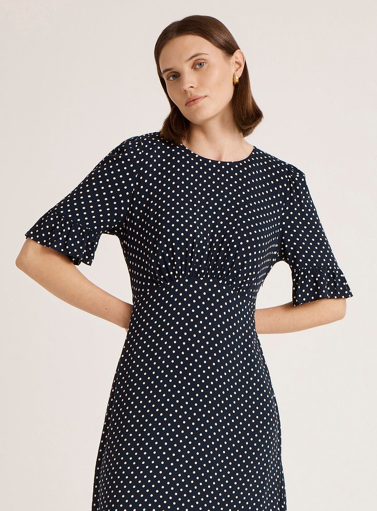 FINERY Sylvie Dress Navy Spot 22 - Image 2 thumbnail