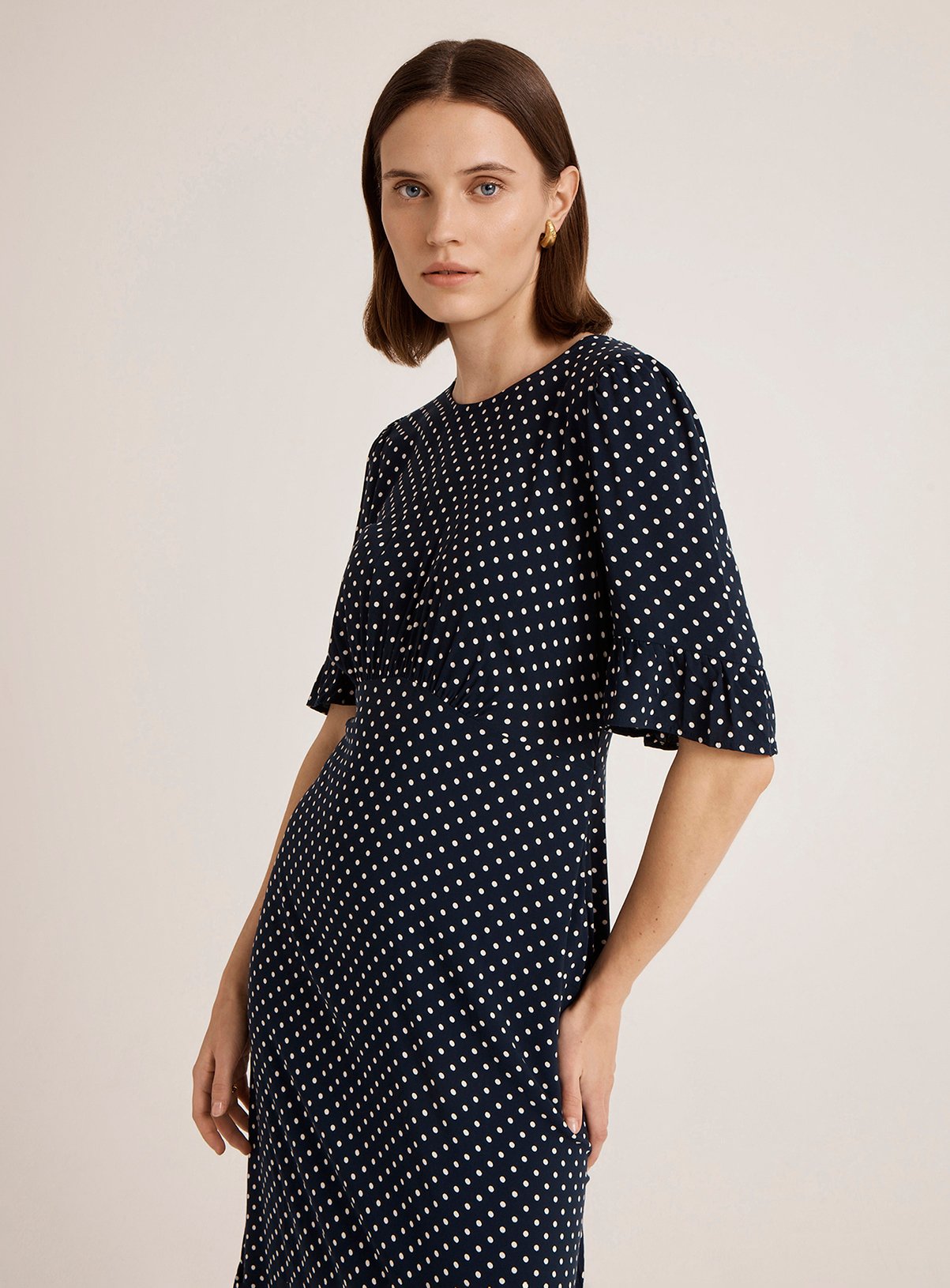 FINERY Sylvie Dress Navy Spot 22 - Image 3 thumbnail