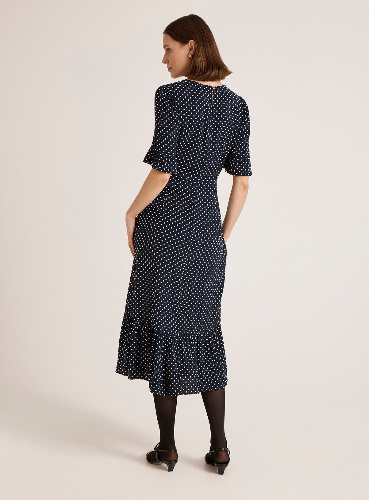 FINERY Sylvie Dress Navy Spot 22 - Image 5 thumbnail