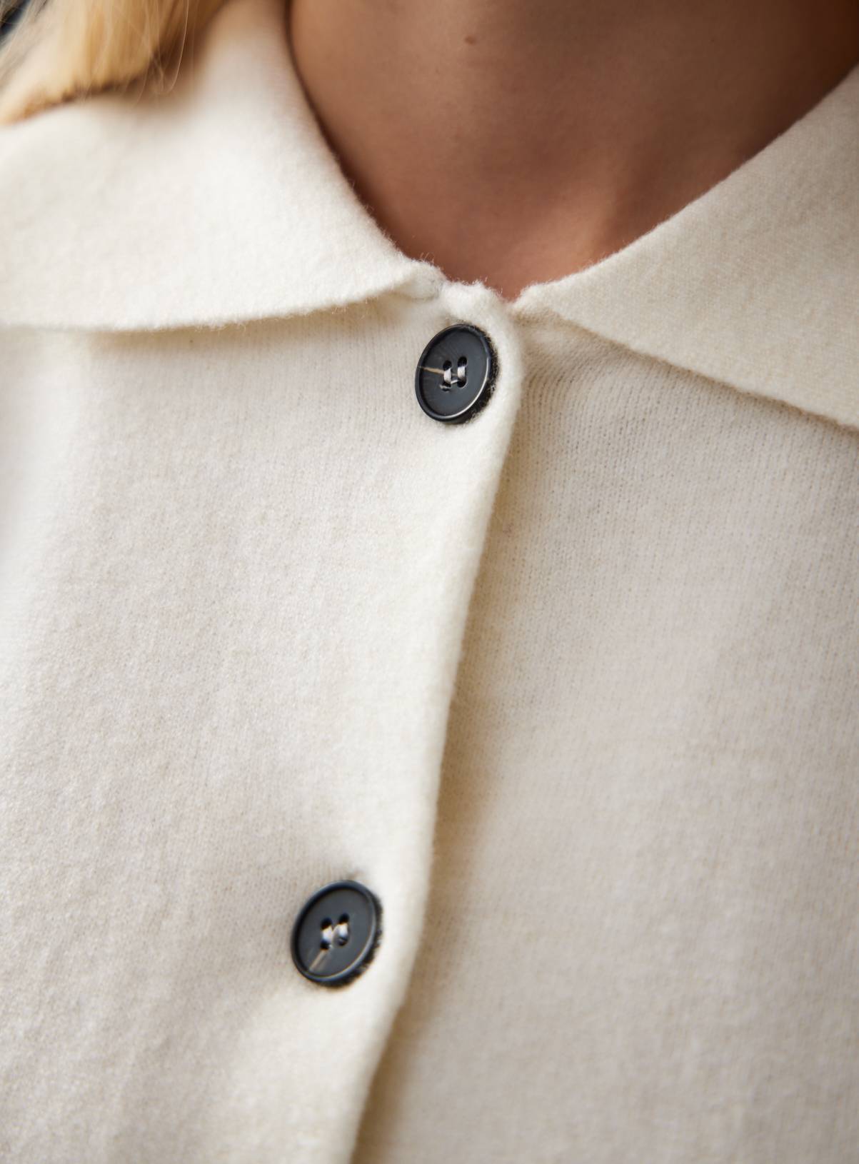 Cream Cosy Yarn Boxy Fit Collared Cardigan 8 - Image 3