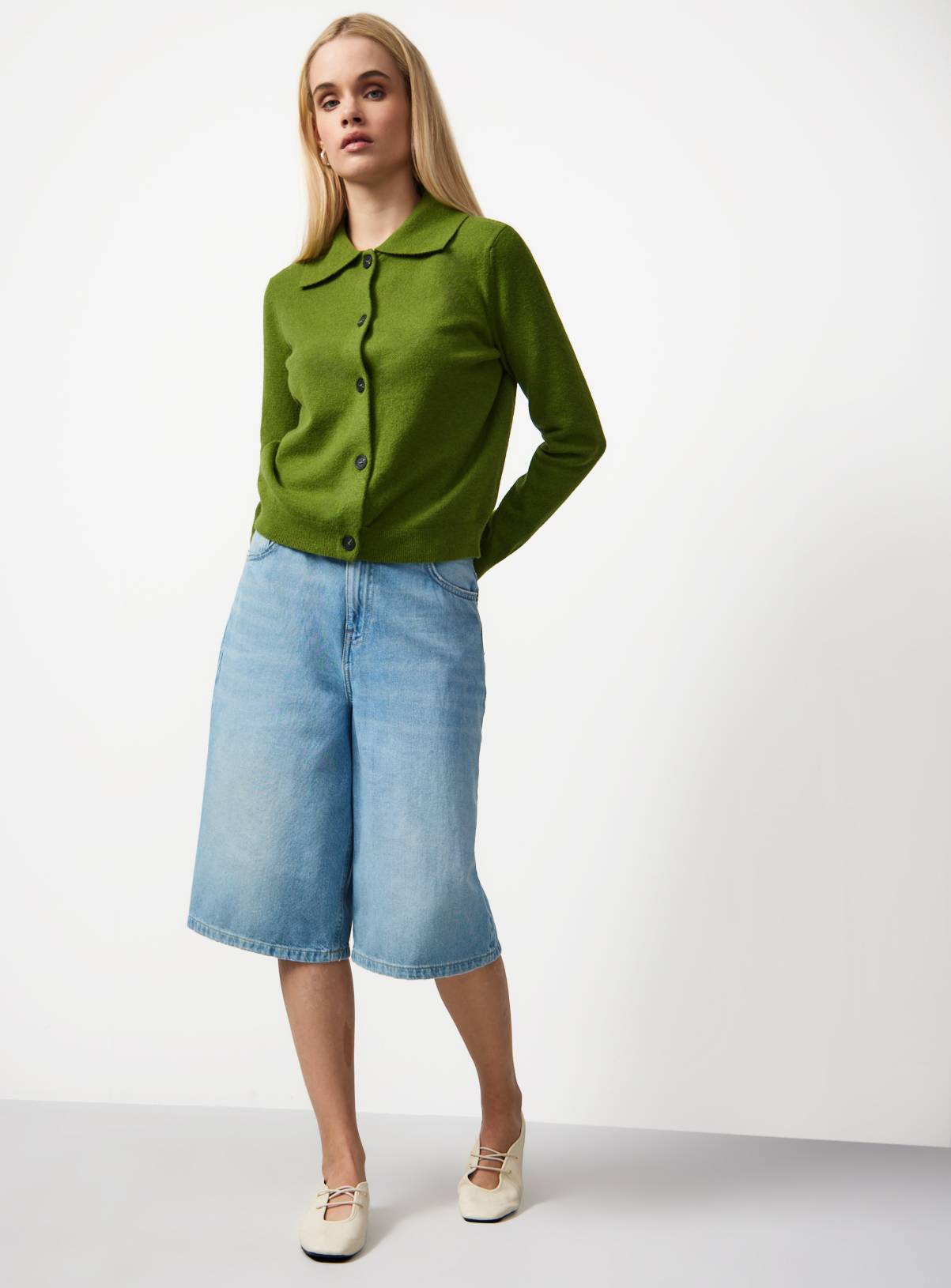 Green Cosy Yarn Boxy Fit Collared Cardigan 12 - Image 2