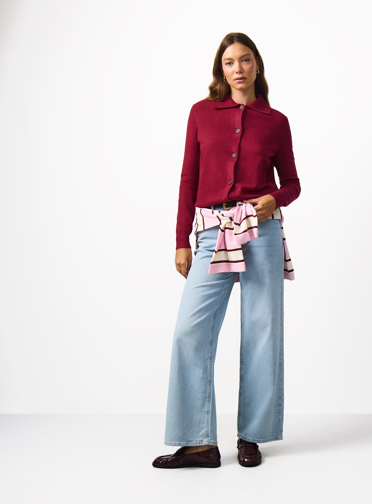 Red Cosy Yarn Boxy Fit Collared Cardigan 14 - Image 2 thumbnail