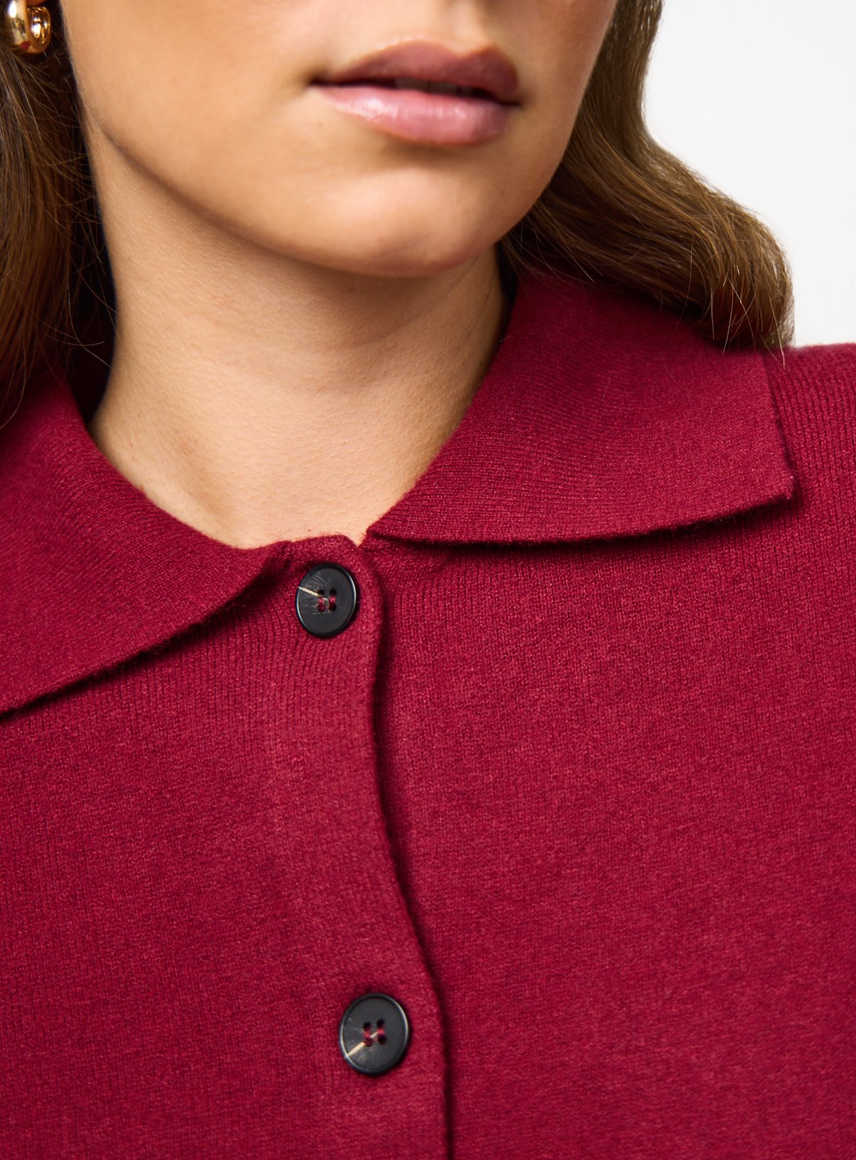 Red Cosy Yarn Boxy Fit Collared Cardigan 14 - Image 3 thumbnail