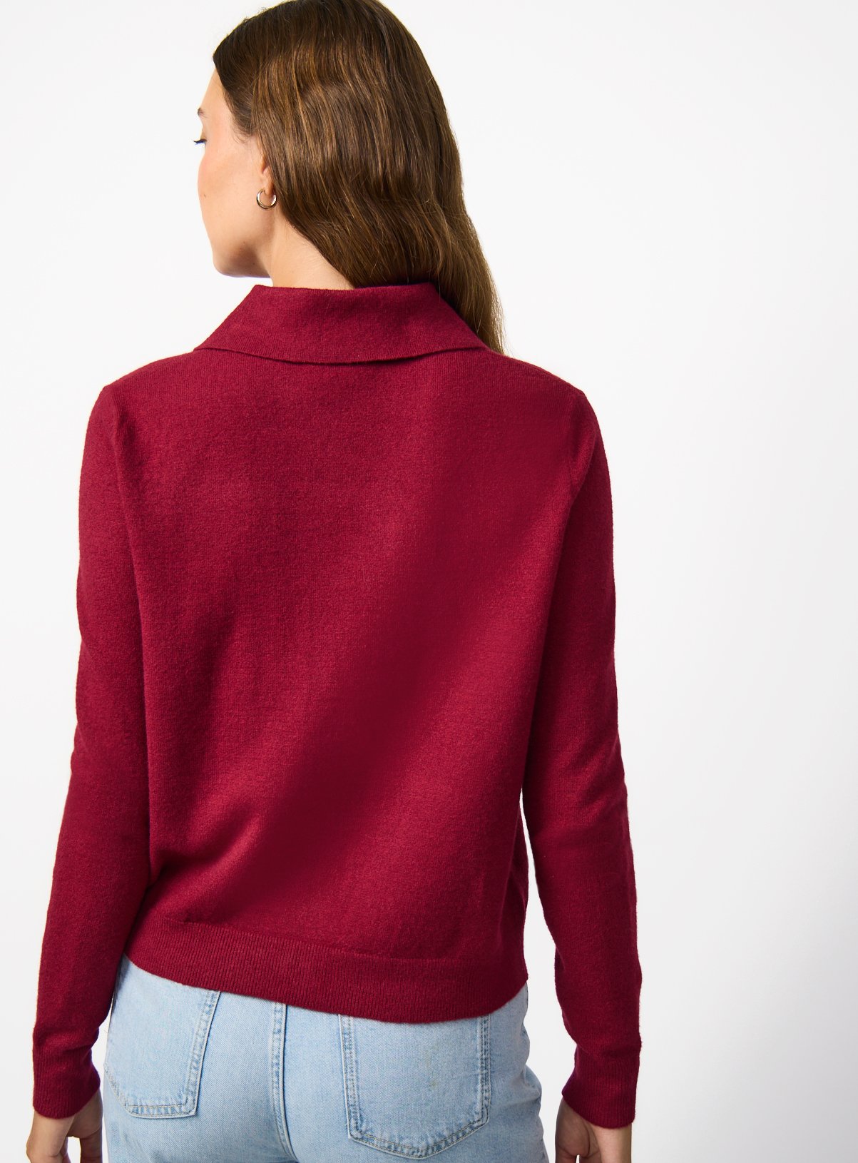 Red Cosy Yarn Boxy Fit Collared Cardigan 14 - Image 4 thumbnail