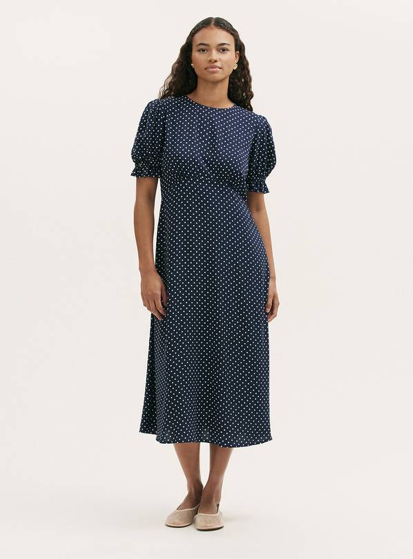 FINERY Mela Dress Navy Spot 12