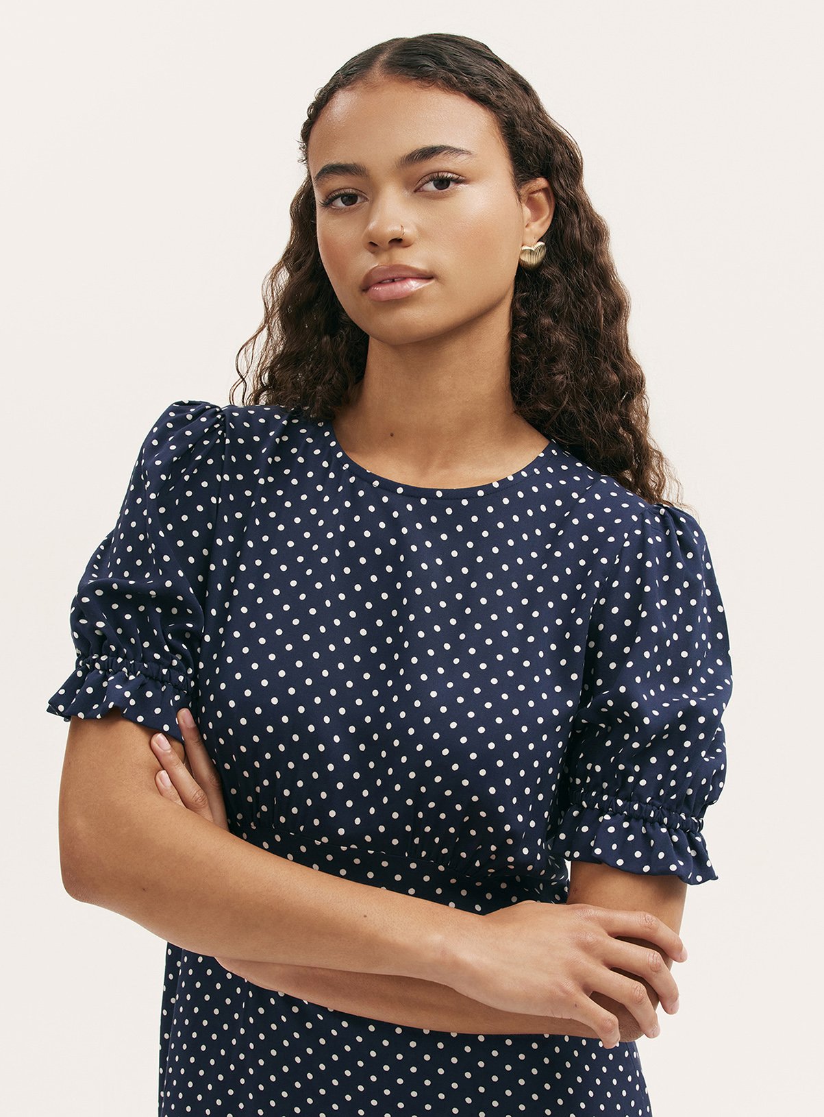 FINERY Mela Dress Navy Polka Dot 12 - Image 2 thumbnail