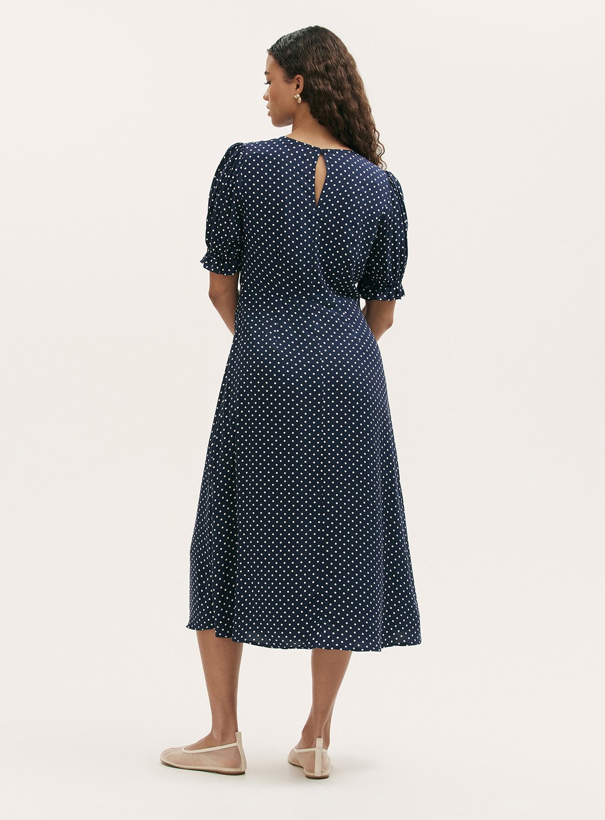 FINERY Mela Dress Navy Polka Dot 12 - Image 4 thumbnail