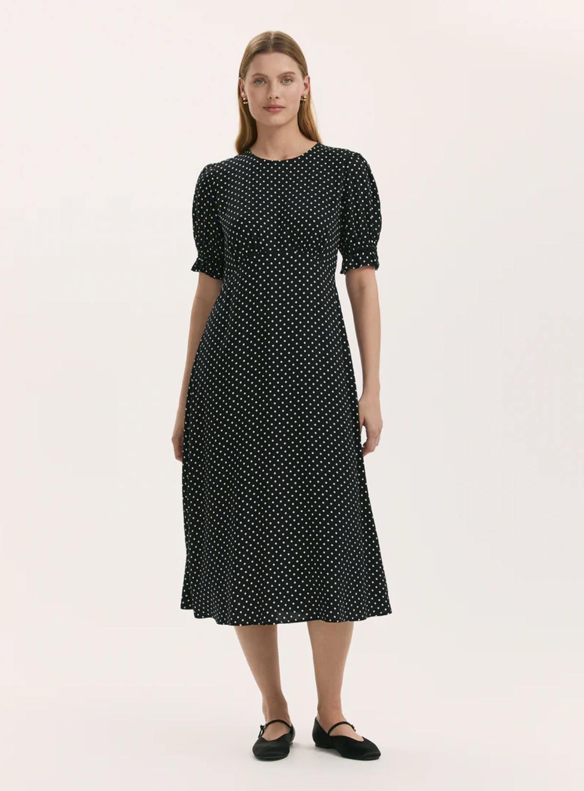 FINERY Mela Dress Black Polka Dot 20 - Image 1 thumbnail