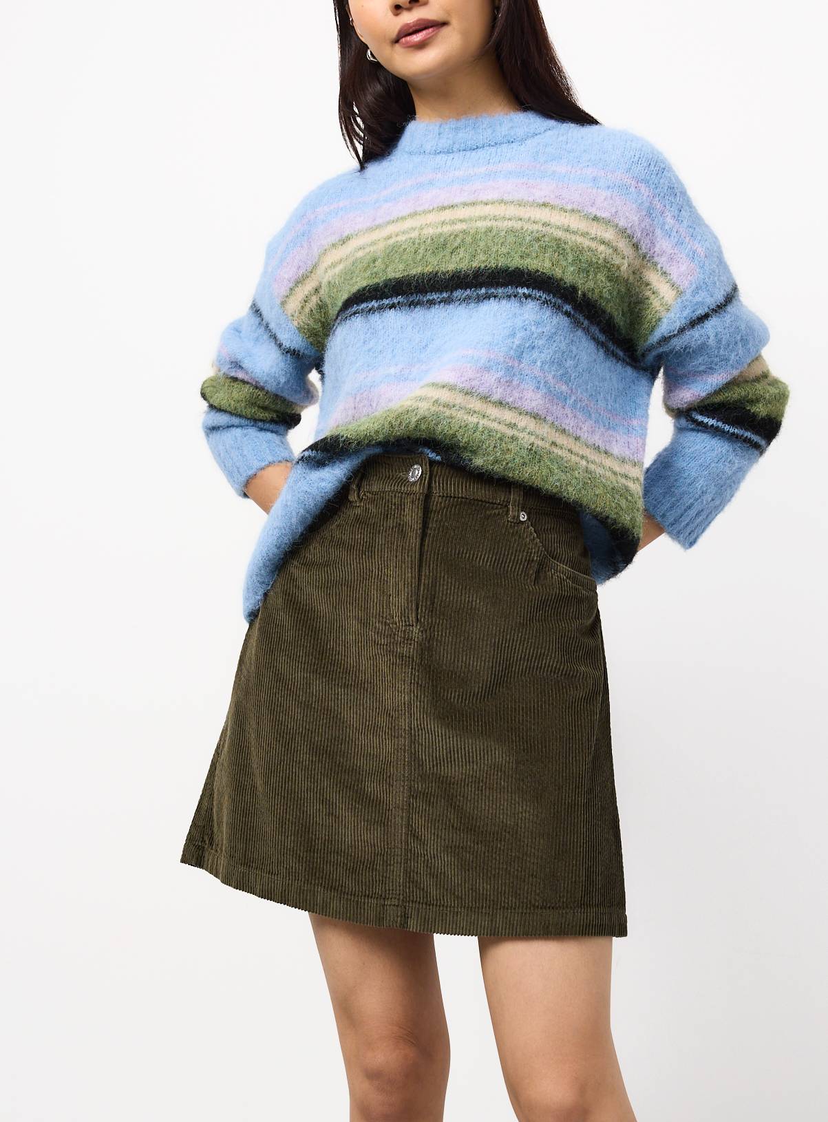 Khaki Corduroy Mini Skirt  18 - Image 1