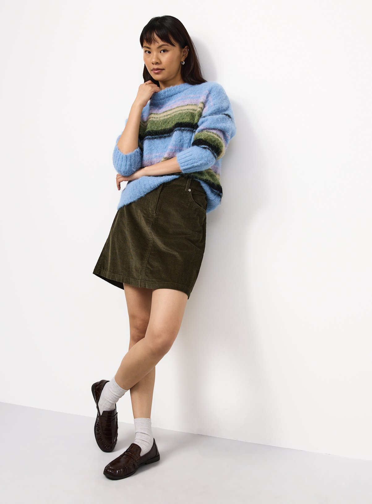 Khaki Corduroy Mini Skirt  18 - Image 2 thumbnail