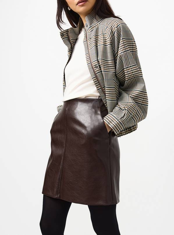 Brown PU mini skirt 16