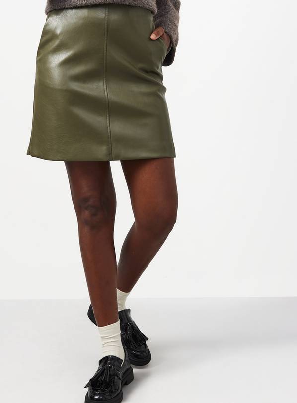 Green PU mini skirt 20