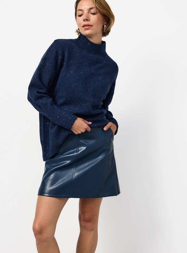 Navy PU mini skirt 16