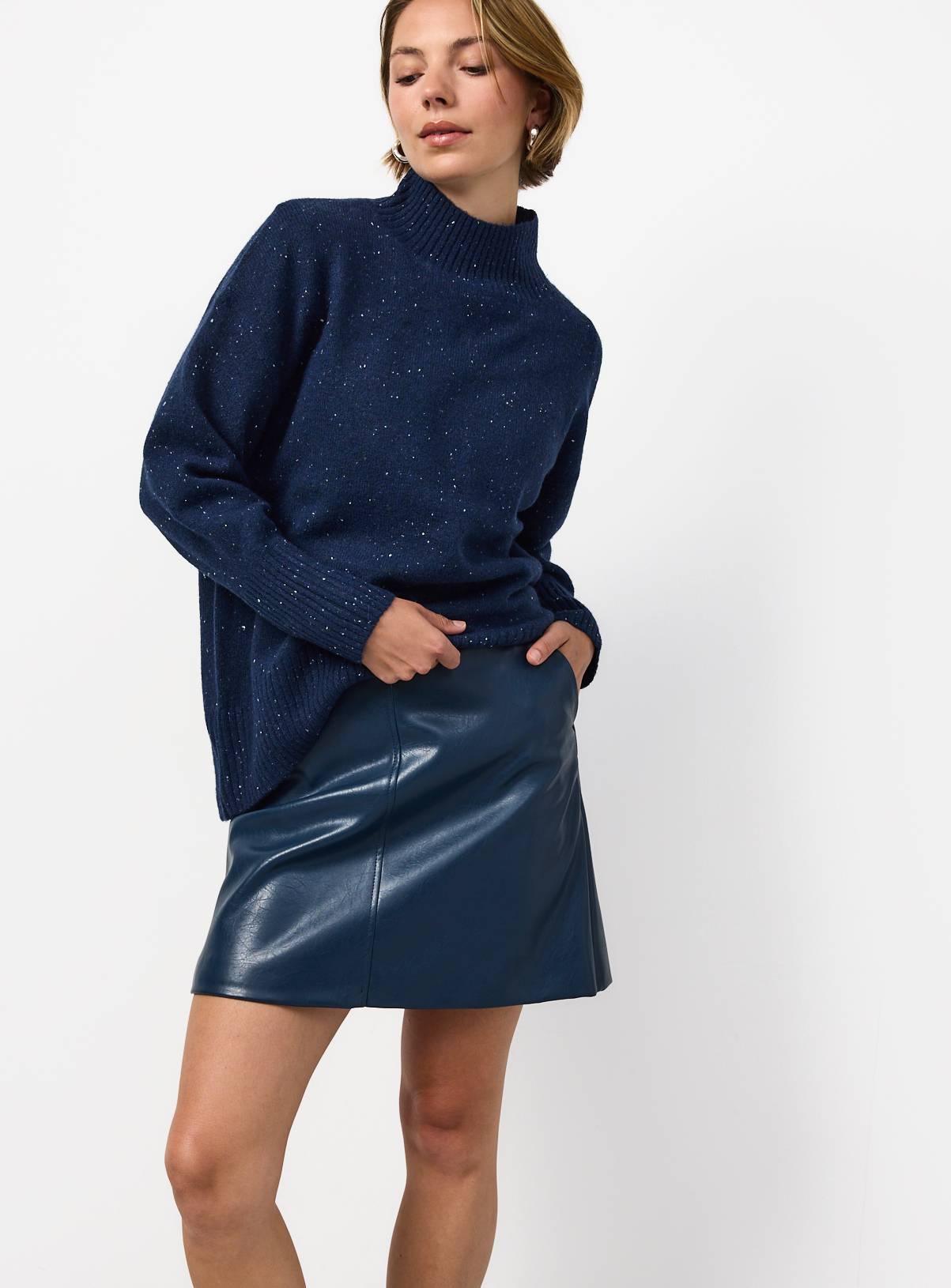 Navy PU mini skirt 14 - Image 1