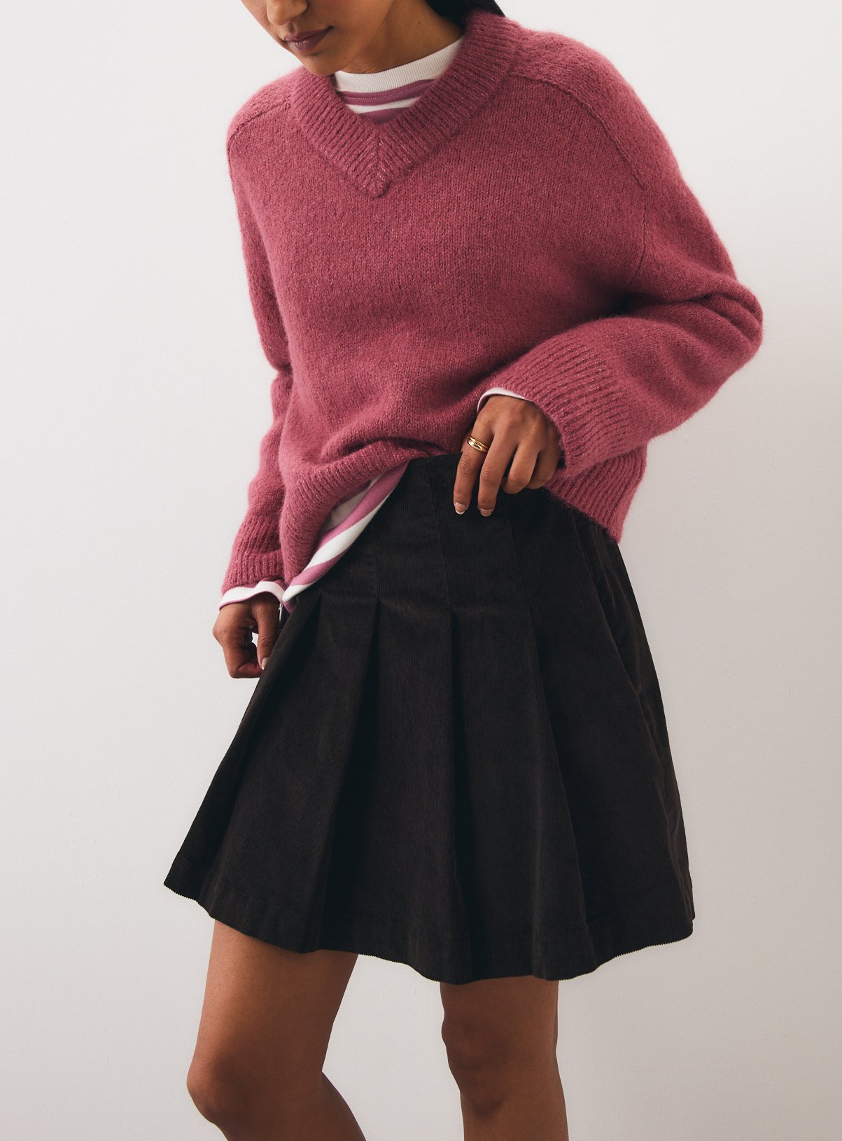 Brown Corduroy Kilt Mini Skirt 14 - Image 1 thumbnail