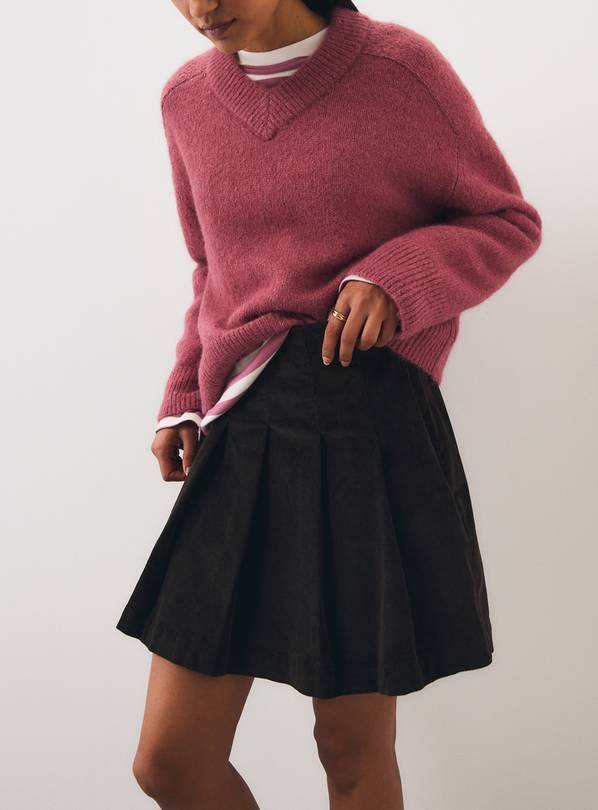 Brown Corduroy Kilt Mini Skirt 8