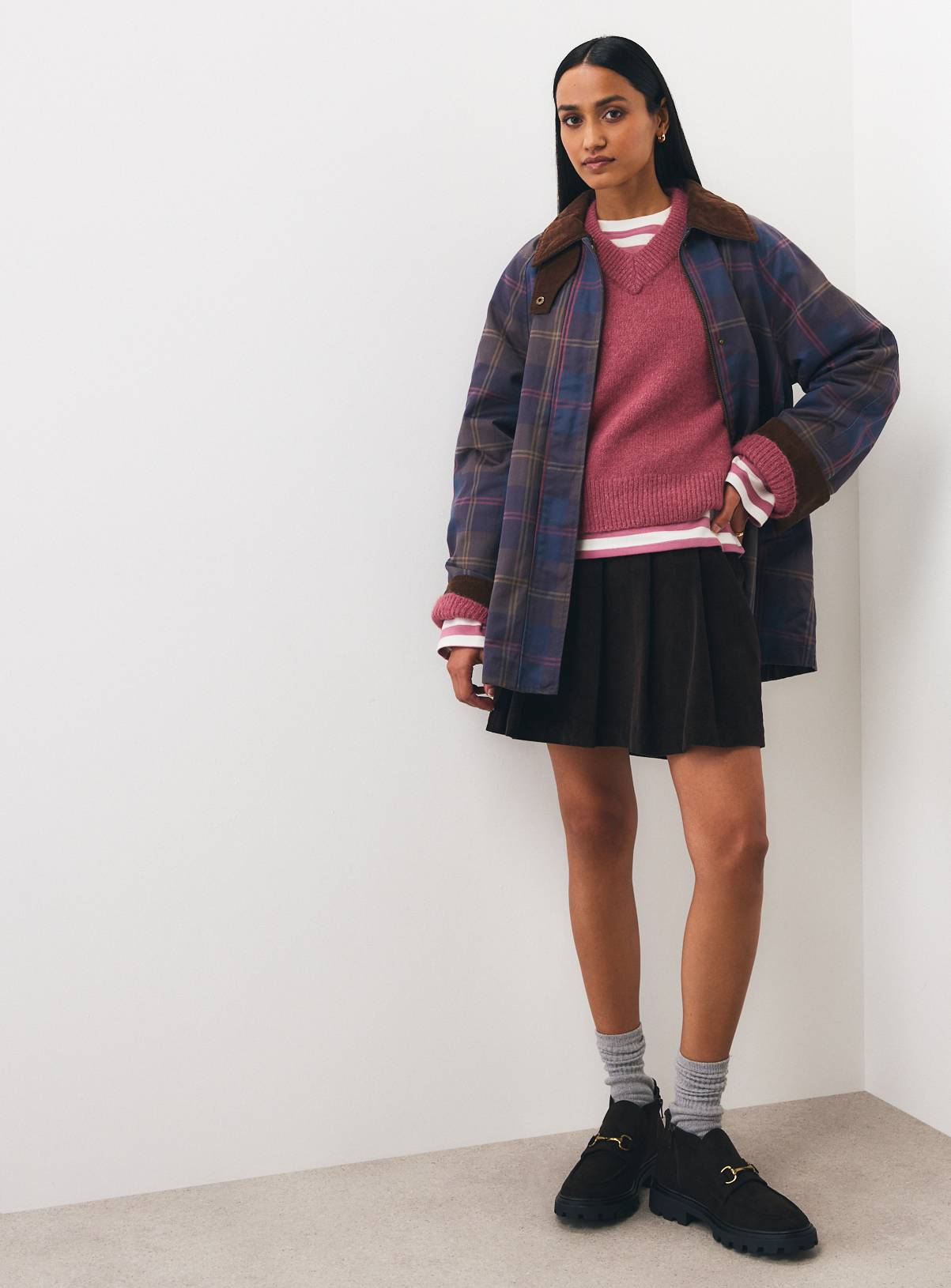 Brown Corduroy Kilt Mini Skirt 14 - Image 2
