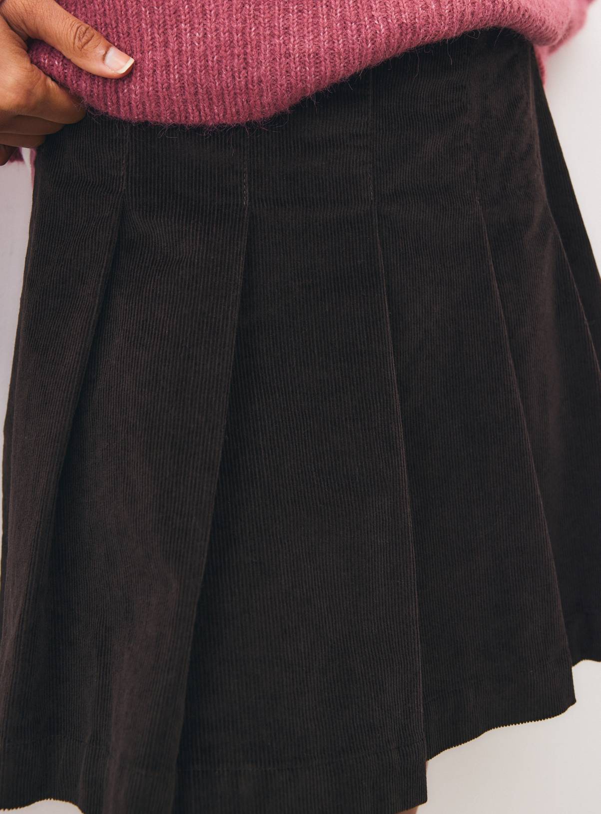 Brown Corduroy Kilt Mini Skirt 14 - Image 3