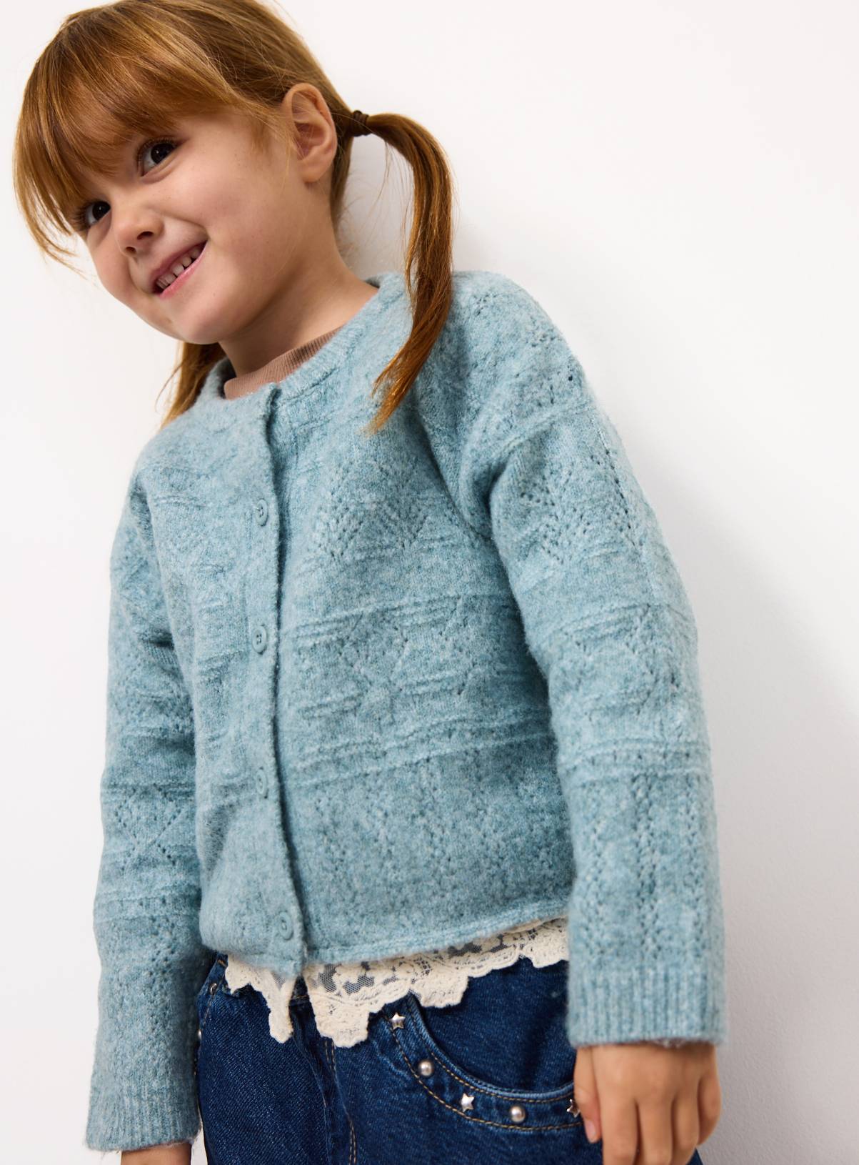 Blue Lace Hem Cardigan 7-8 years - Image 1