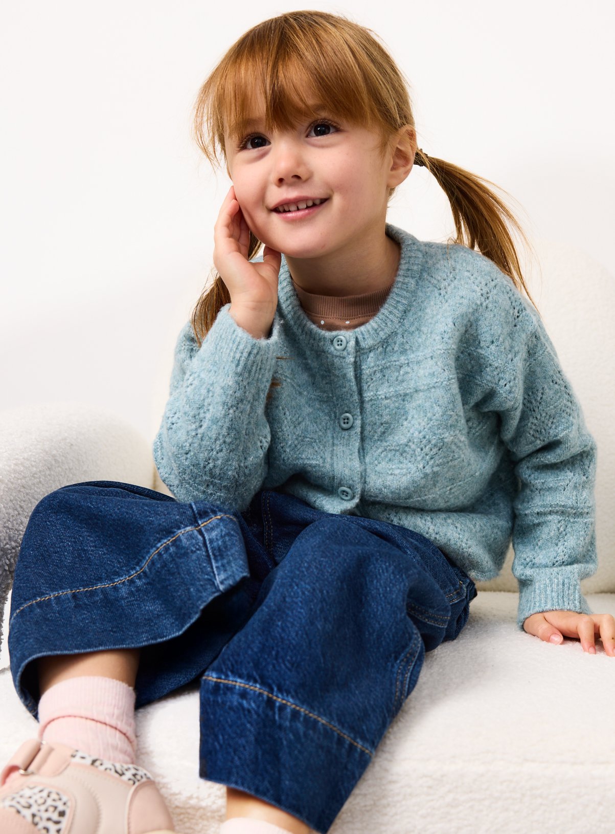 Blue Lace Hem Cardigan 7-8 years - Image 2 thumbnail