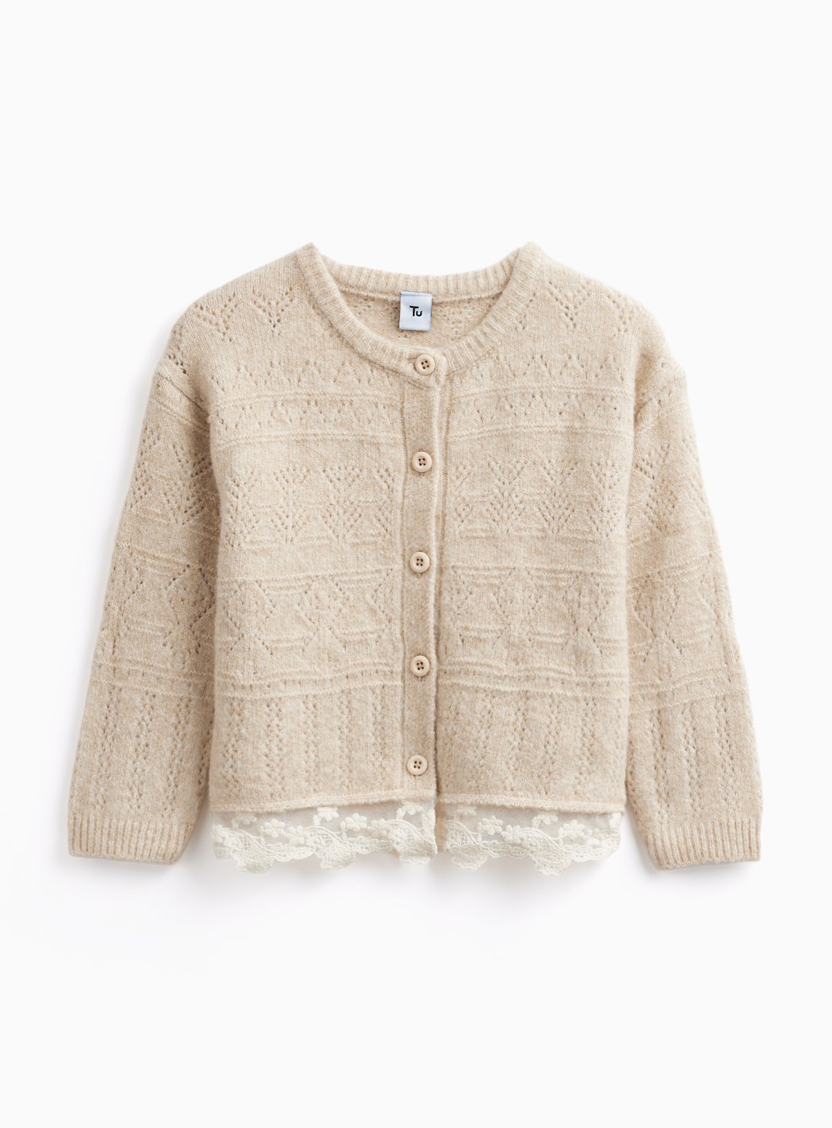 Neutral Lace Hem Cardigan 3-4 years - Image 1 thumbnail