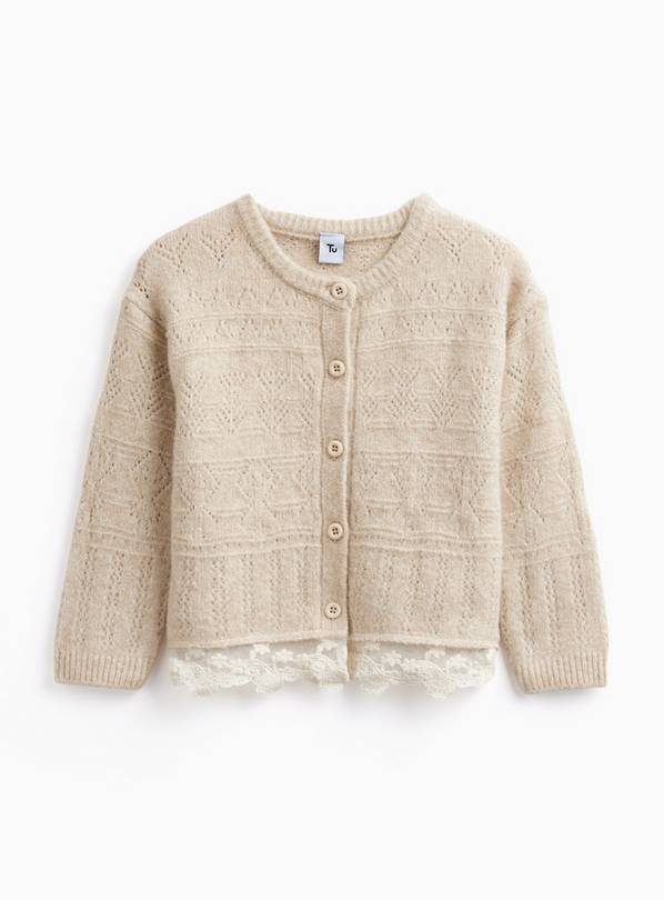 Neutral Lace Hem Cardigan 7-8 years