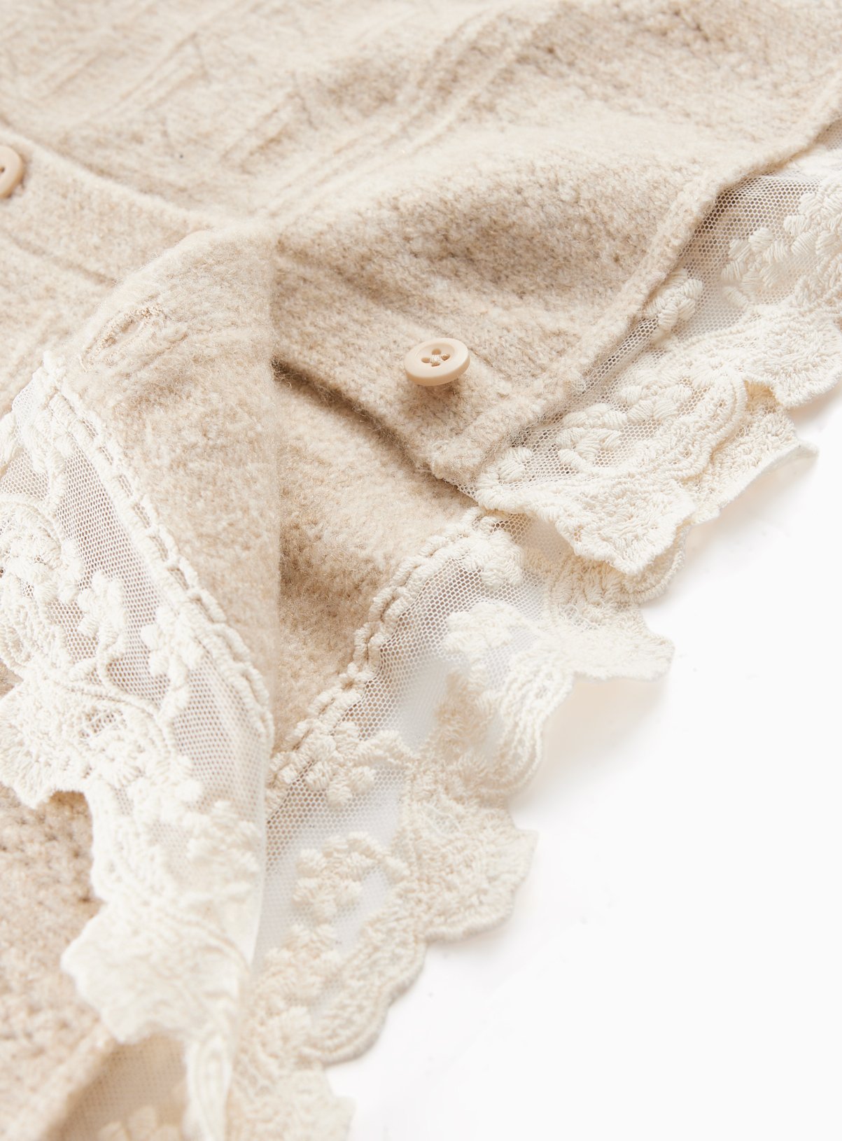 Neutral Lace Hem Cardigan 3-4 years - Image 2 thumbnail