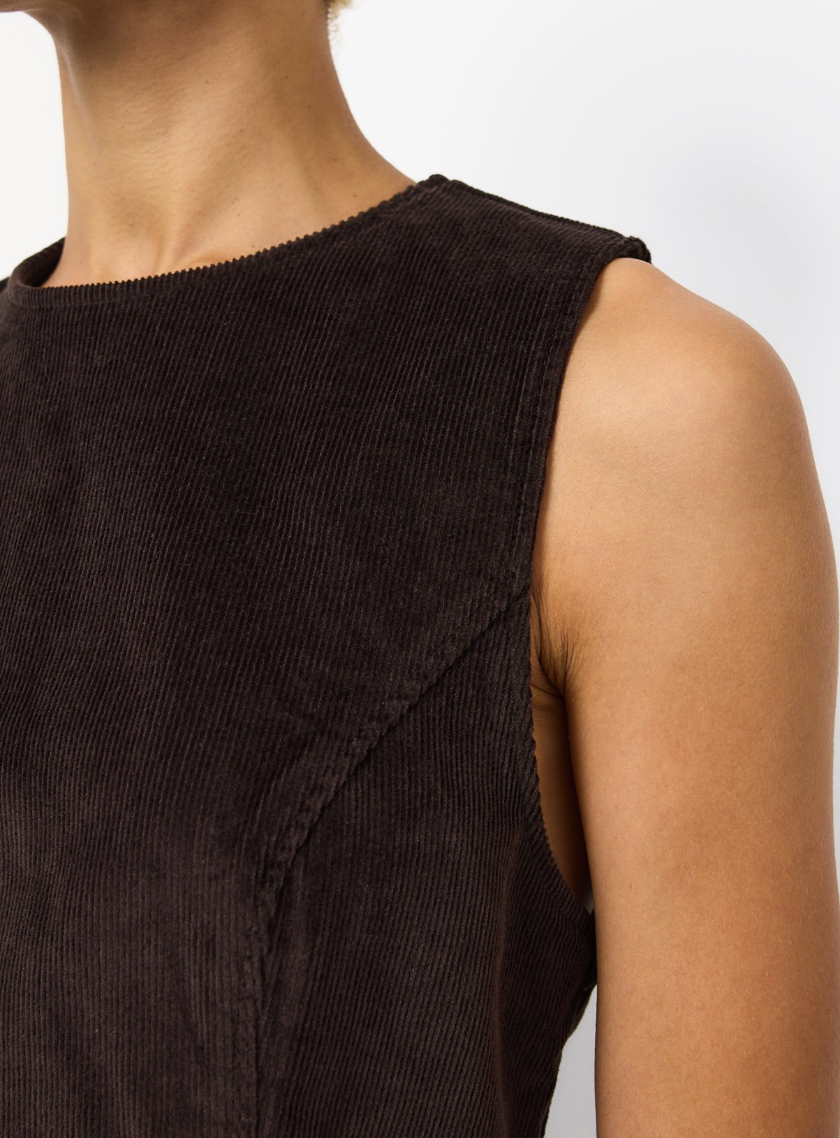 Brown Corduroy Sleeveless Mini Dress  22 - Image 3 thumbnail