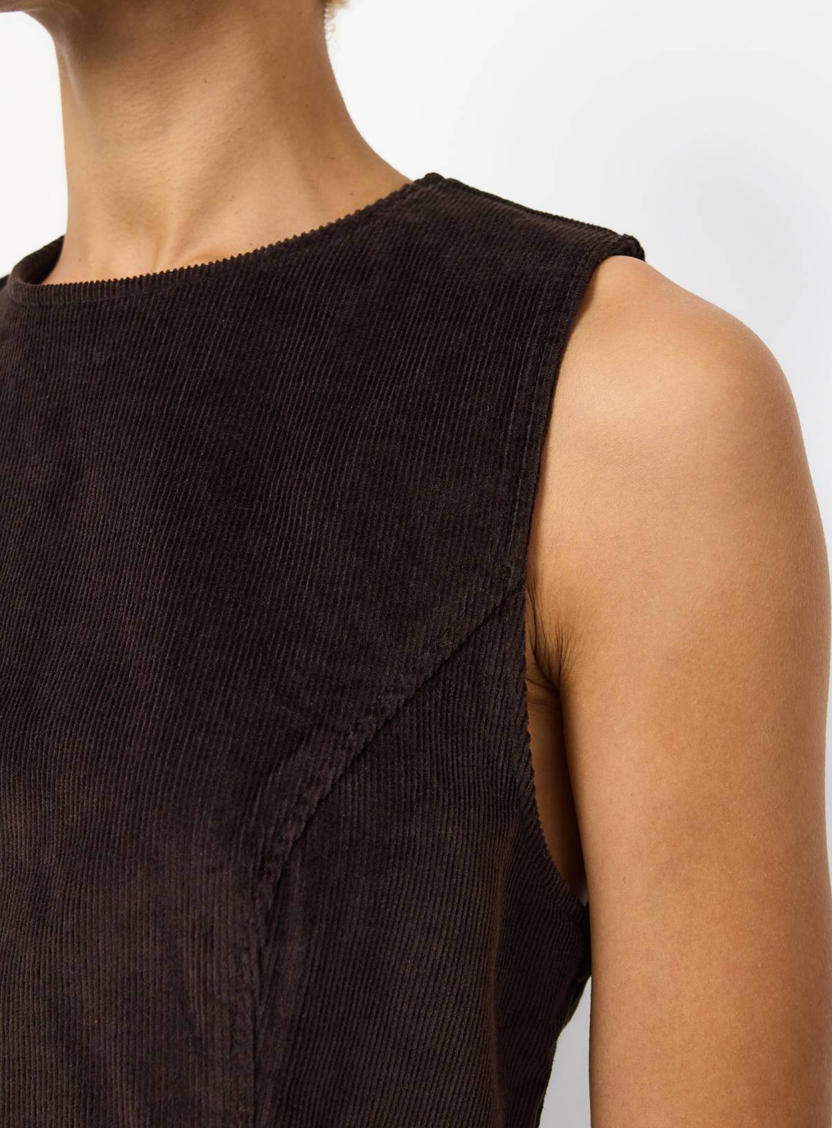 Brown Corduroy Sleeveless Mini Dress  22 - Image 3