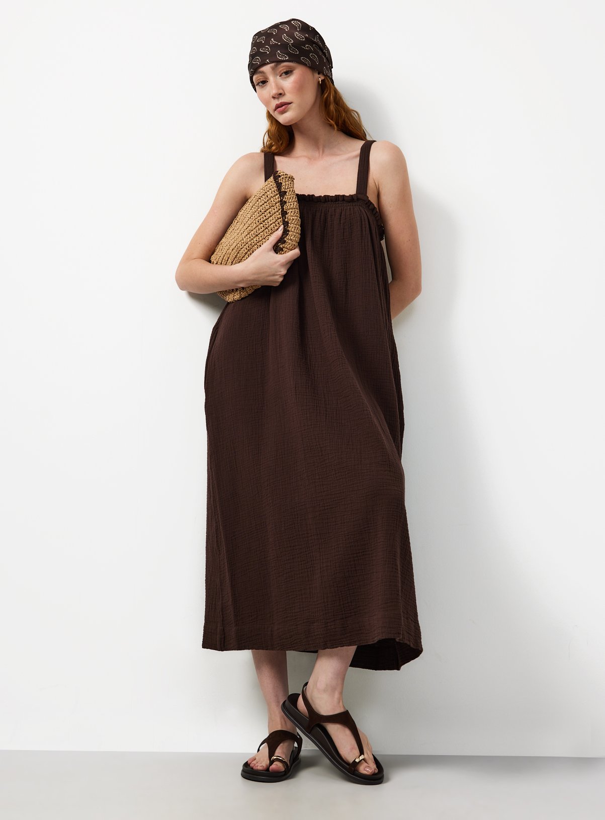 Brown Square Neck Sleeveless Cami Dress 14 - Image 2 thumbnail
