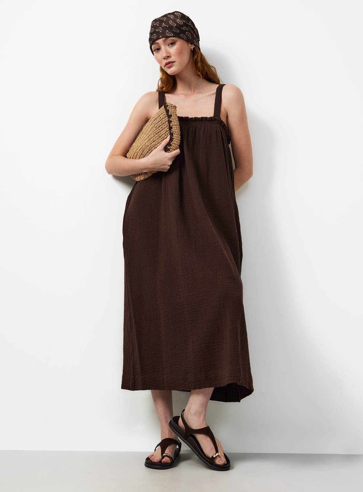 Brown Square Neck Sleeveless Cami Dress 14 - Image 2