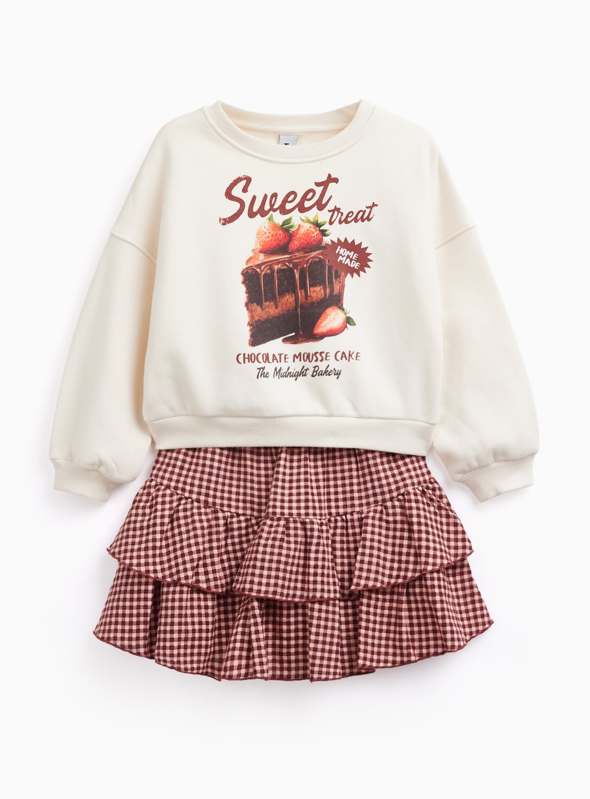 Cream Cake Print Sweatshirt & Skirt Set 11 years - Image 1 thumbnail