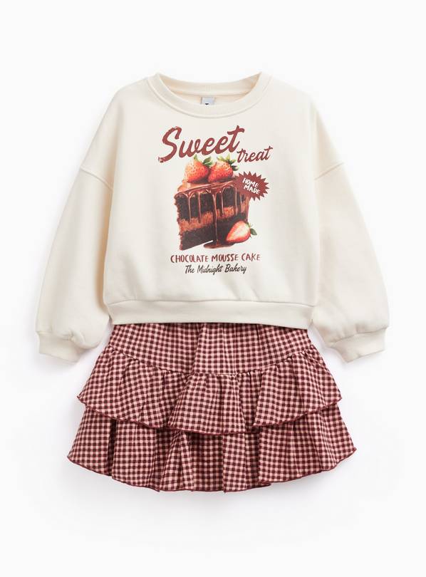 Cream Cake Print Sweatshirt & Skirt Set 12 years