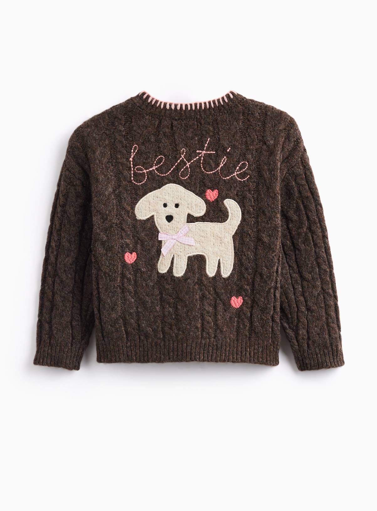 Brown Dog Stitch Detail Long Sleeve Cardigan 2-3 years - Image 3