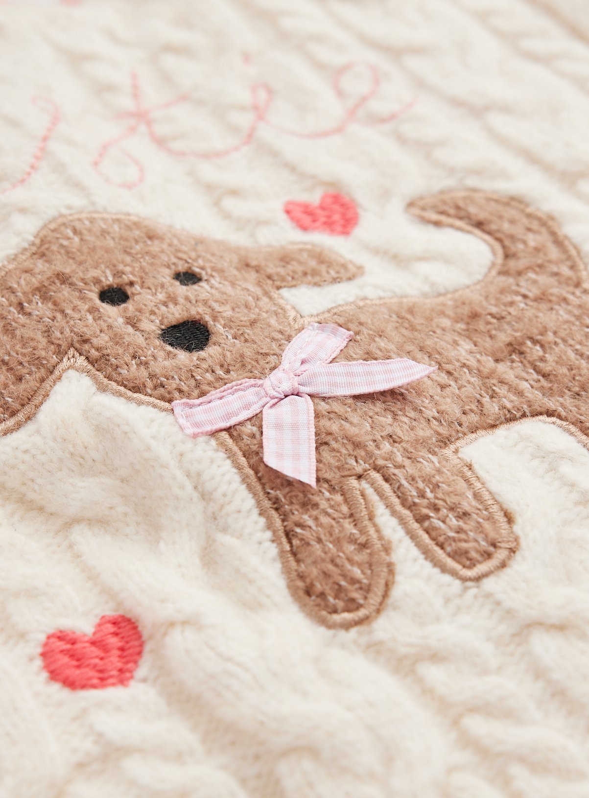 Cream Dog Stitch Detail Long Sleeve Cardigan 6-7 years - Image 2 thumbnail