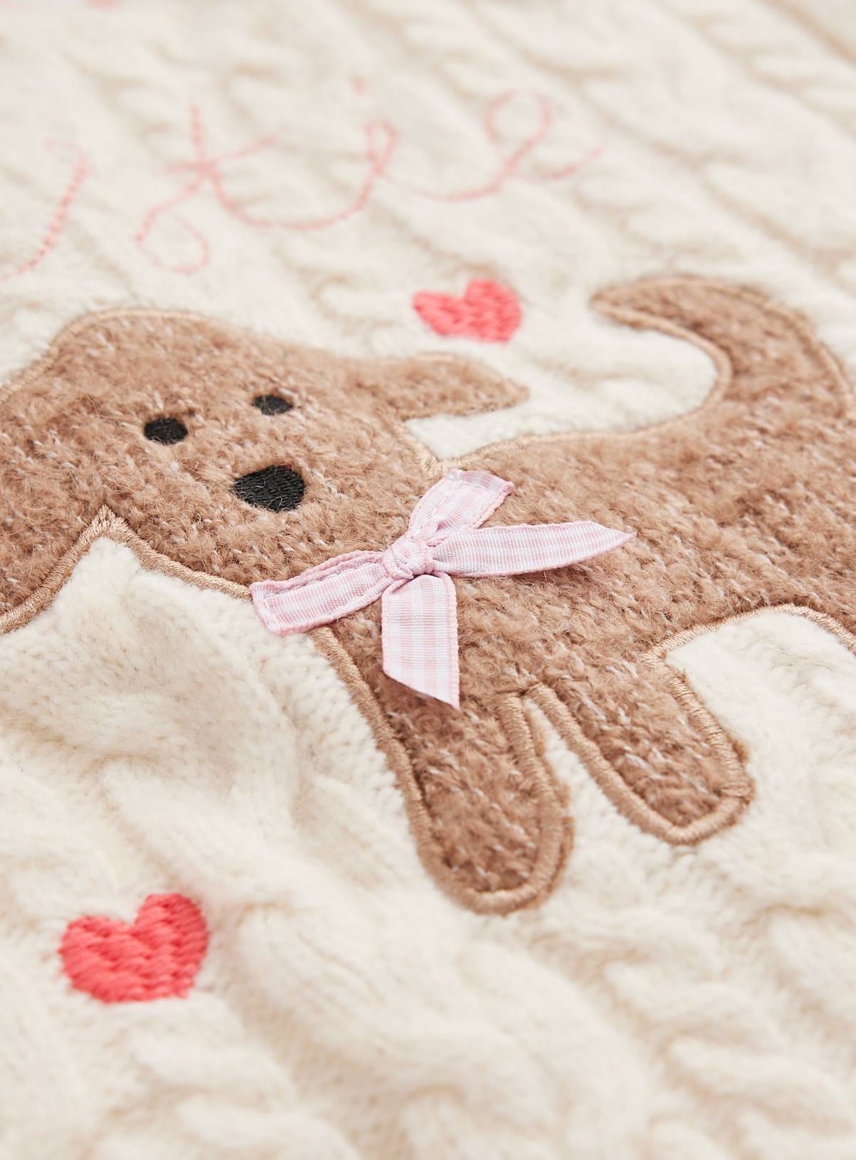 Cream Dog Stitch Detail Long Sleeve Cardigan 6-7 years - Image 2