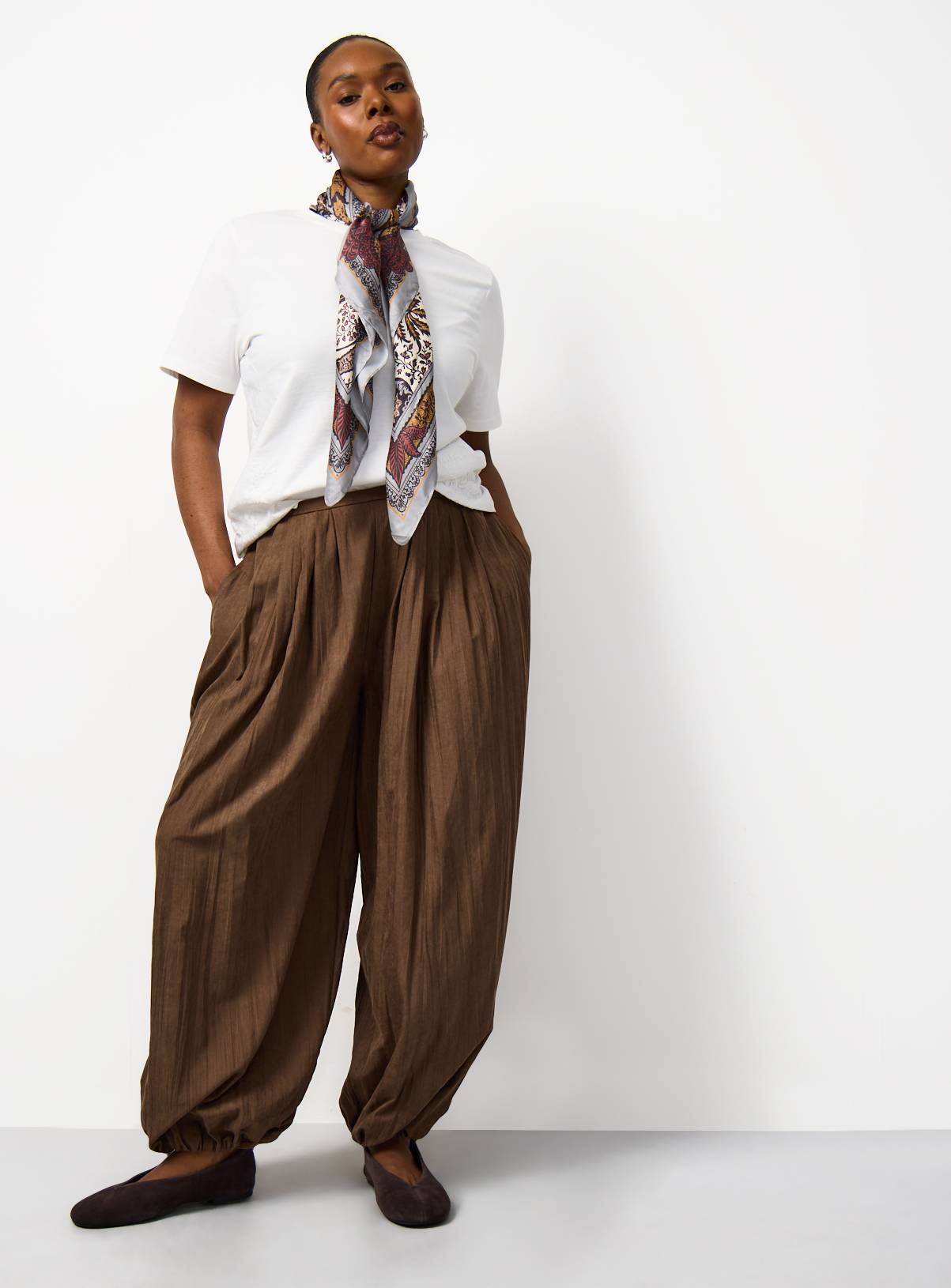 Chocolate Sandwash Balloon Leg Trousers 12 - Image 2