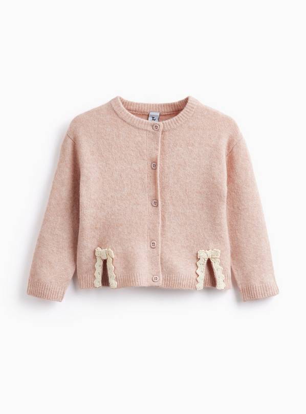 Pink Bow Detailing Long Sleeve Cardigan 1-2 years