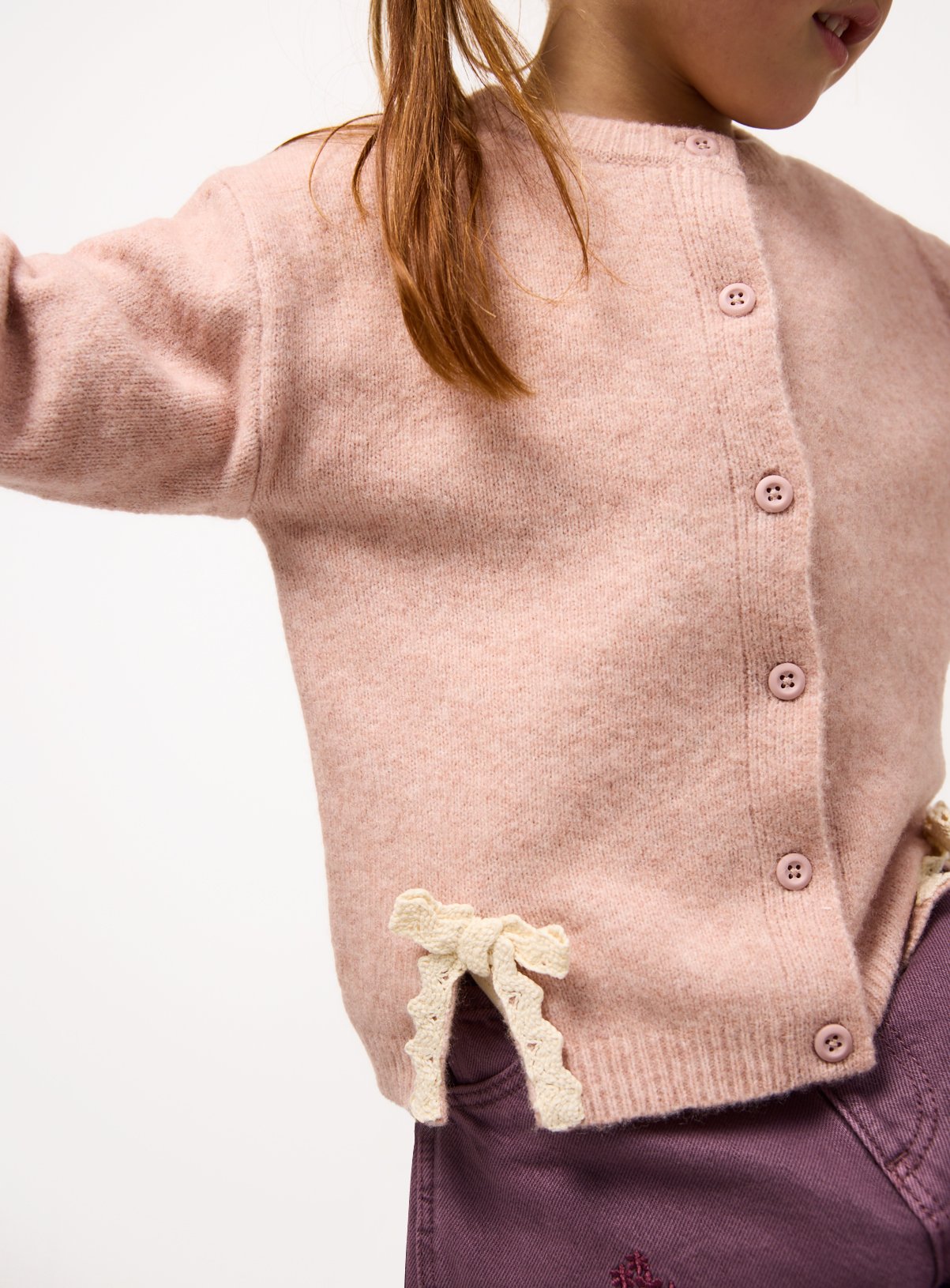 Pink Bow Detailing Long Sleeve Cardigan 7-8 years - Image 2 thumbnail