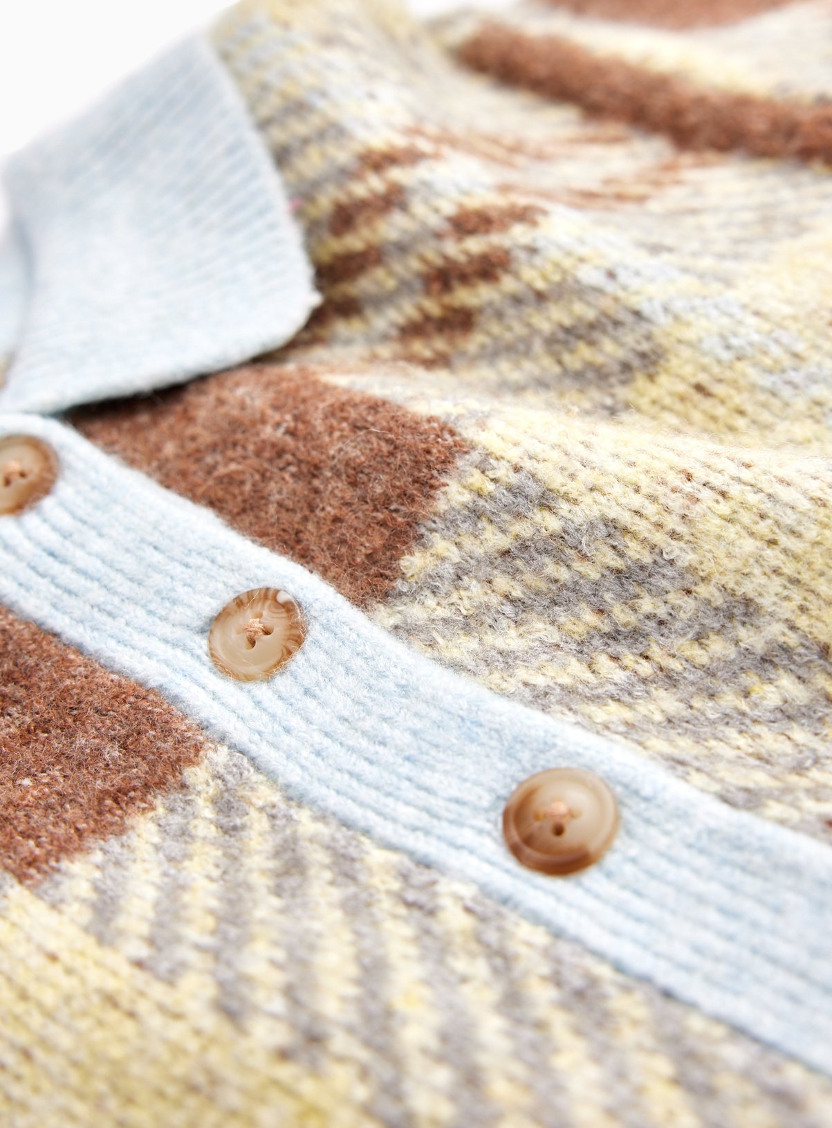 Yellow & Brown Check Knit Cardigan 3-4 years - Image 2 thumbnail