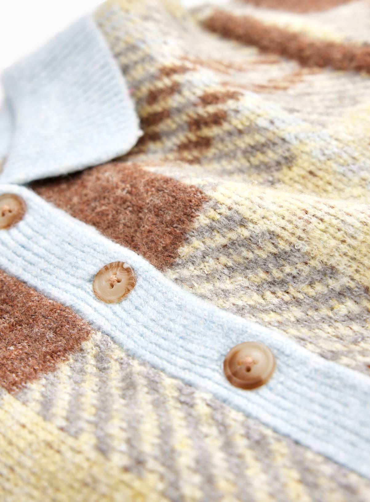Yellow & Brown Check Knit Cardigan 3-4 years - Image 2