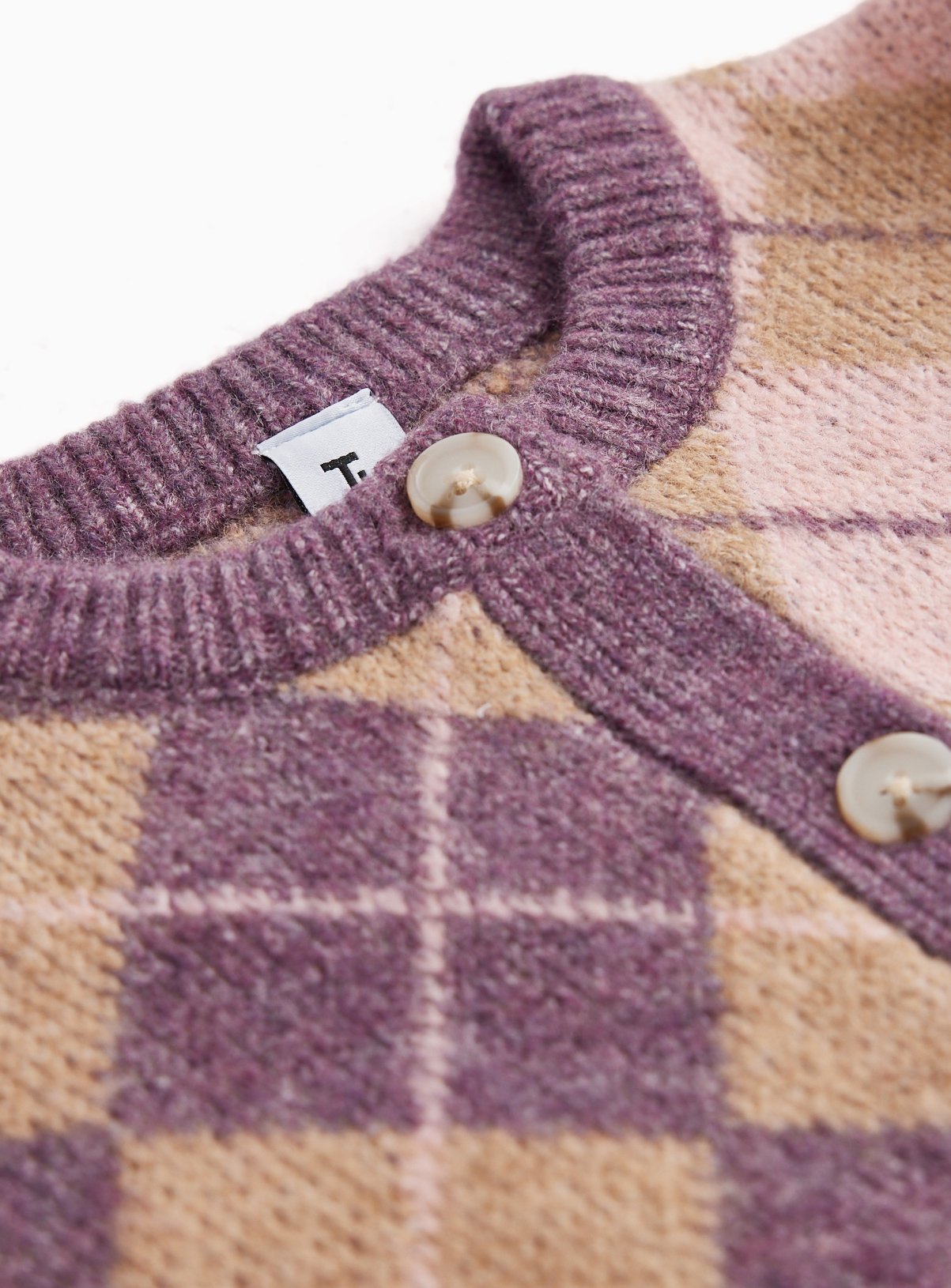 Pink Argyle Print Knitted Cardigan 7-8 years - Image 2 thumbnail