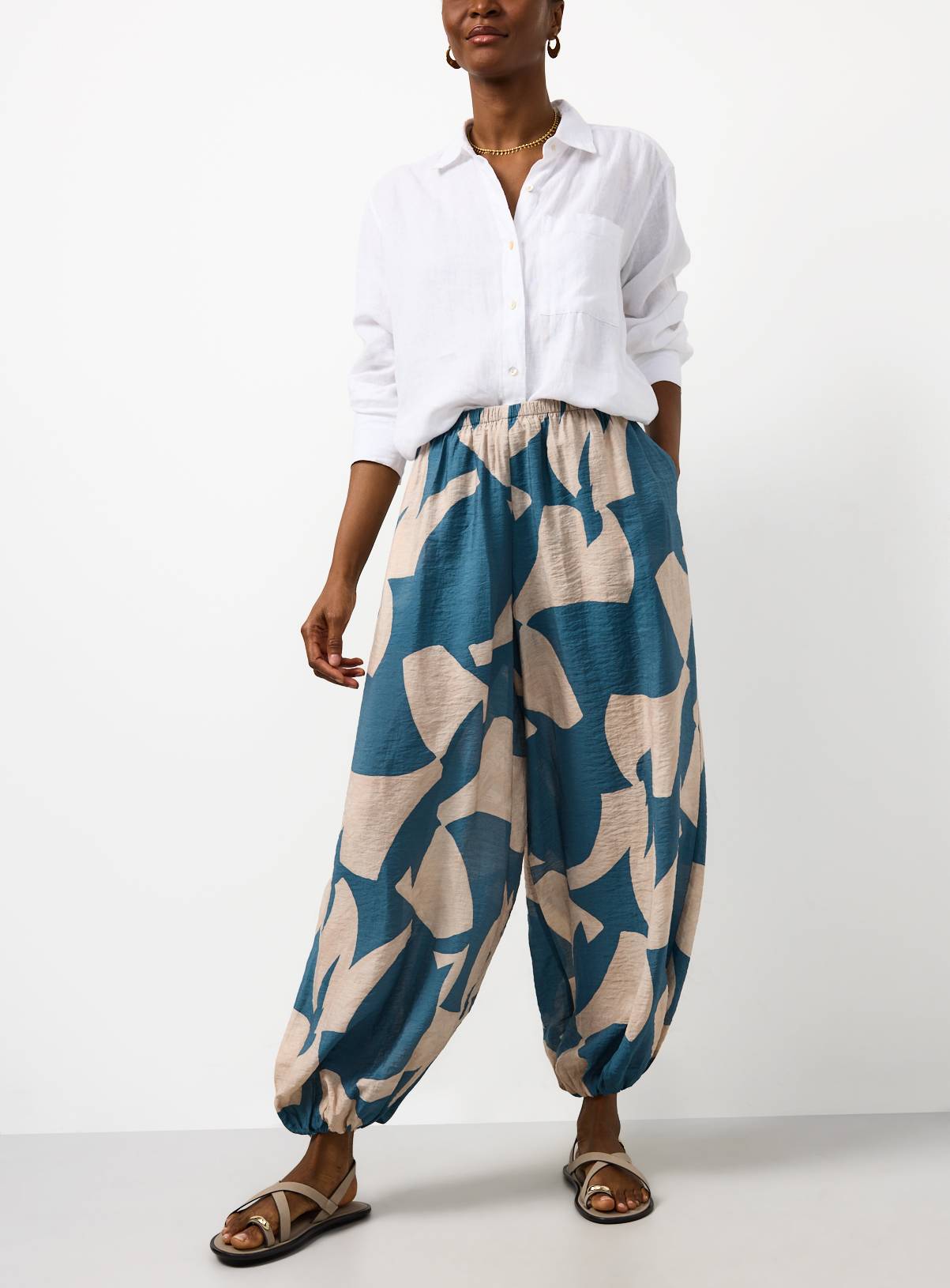 Teal Nomad Print Balloon Leg Trousers 20 - Image 1