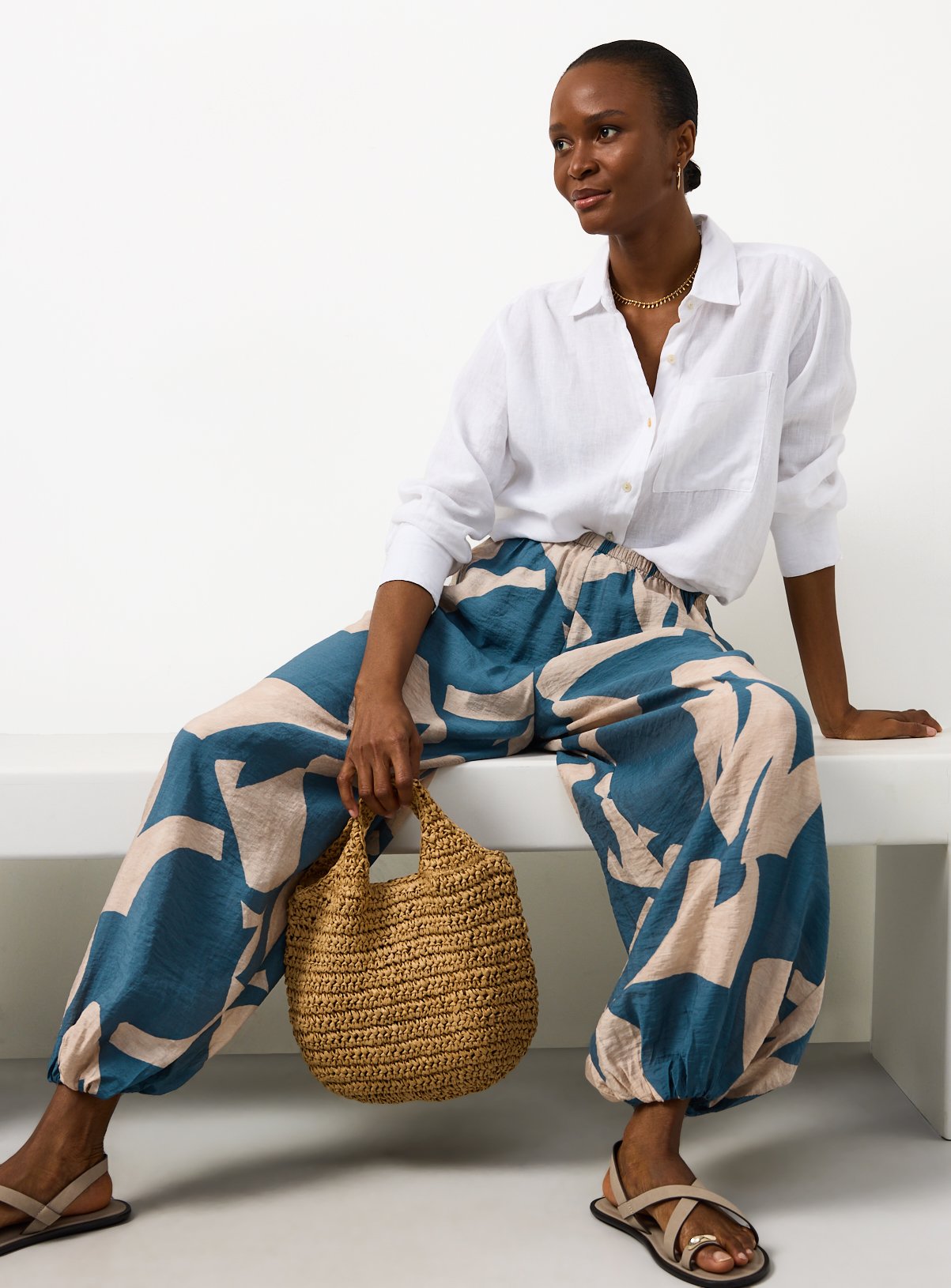 Teal Nomad Print Balloon Leg Trousers 20 - Image 2 thumbnail
