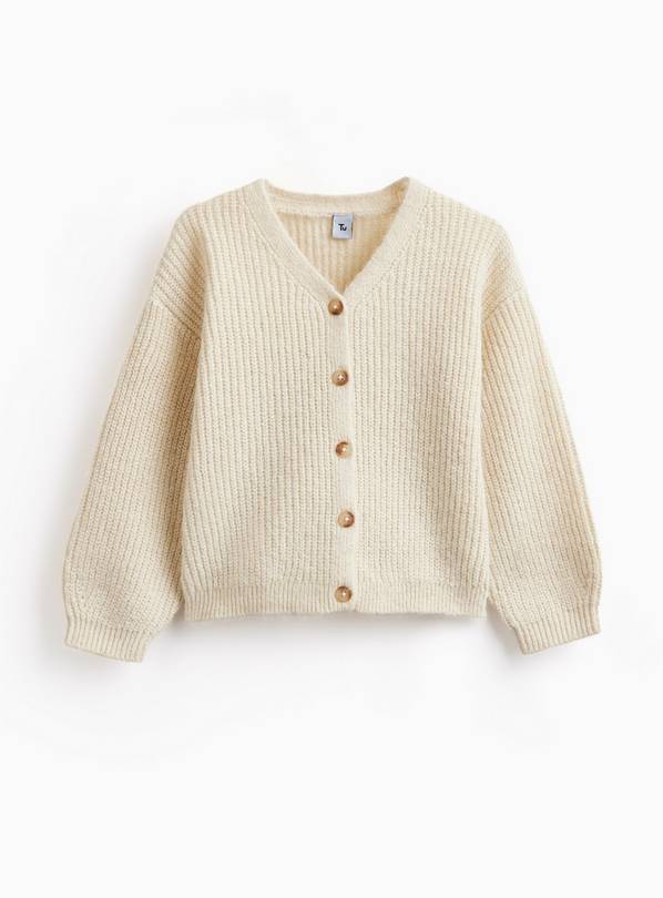 White Knitted V Neck Cardigan 7-8 years