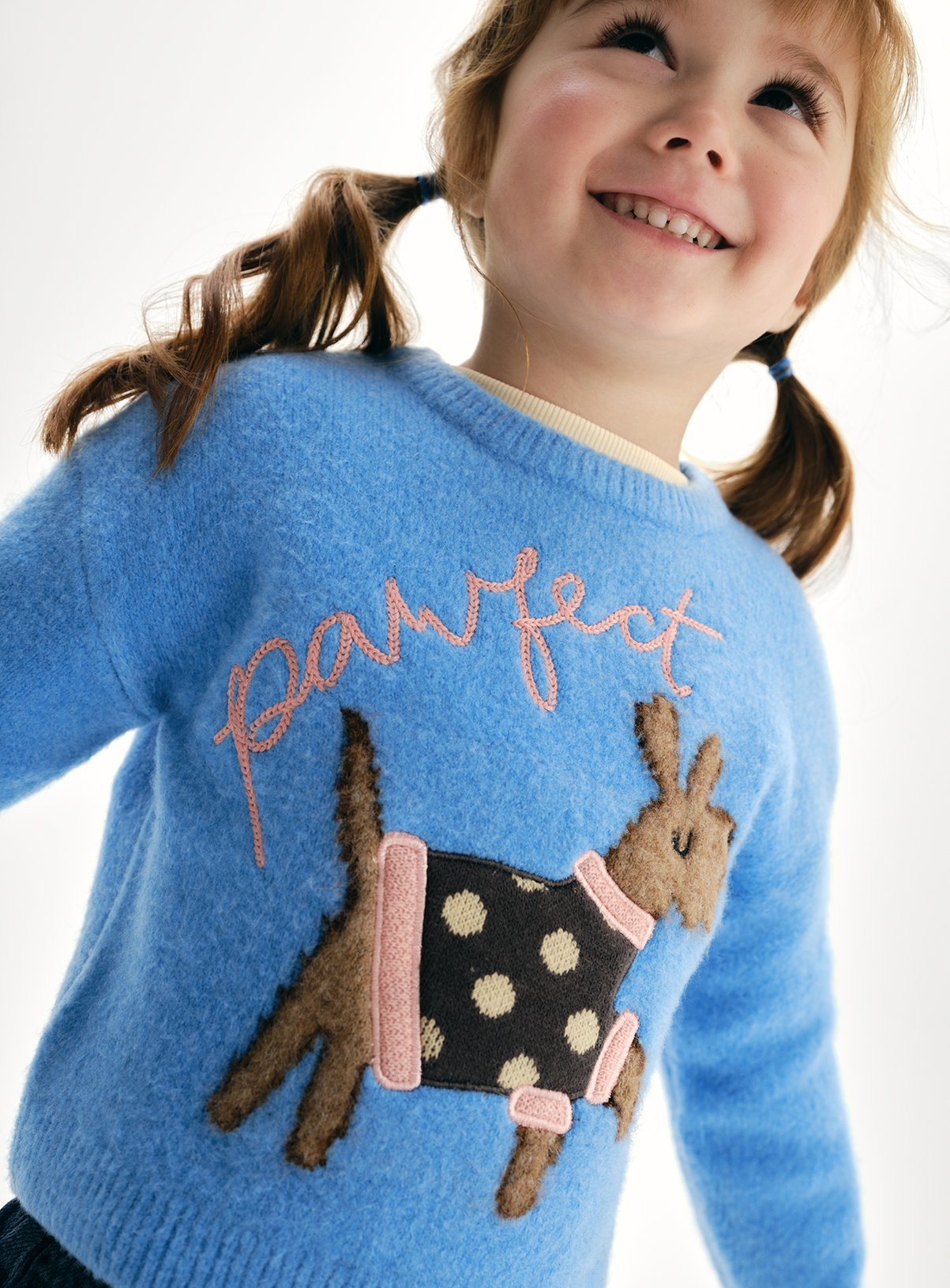 Blue Dog Appliqué Knitted Jumper 6-7 years - Image 1 thumbnail